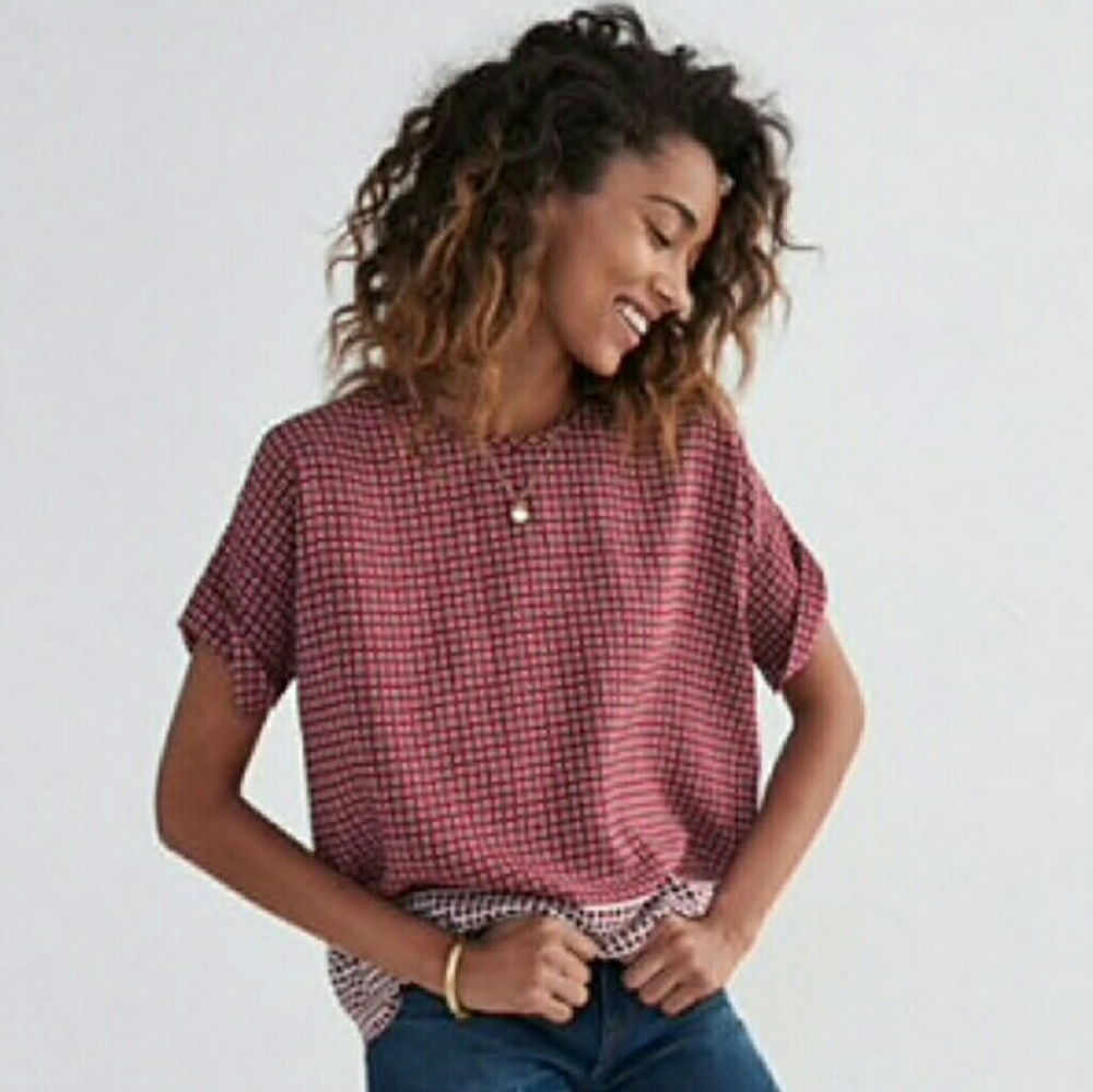 Madewell Red Checkered Blouse